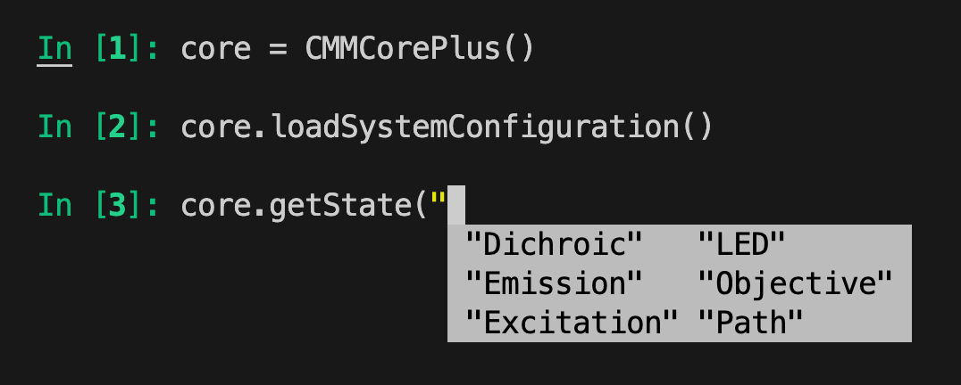 IPython autocompletion for CMMCorePlus